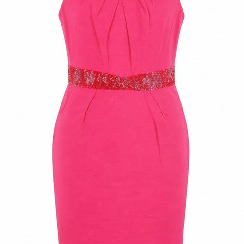 L.K. Bennett Pink Sheath Dress, Women 8, Cotton Silk