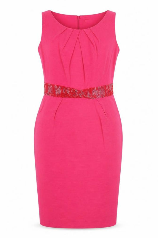 L.K. Bennett Pink Sheath Dress, Women 8, Cotton Silk