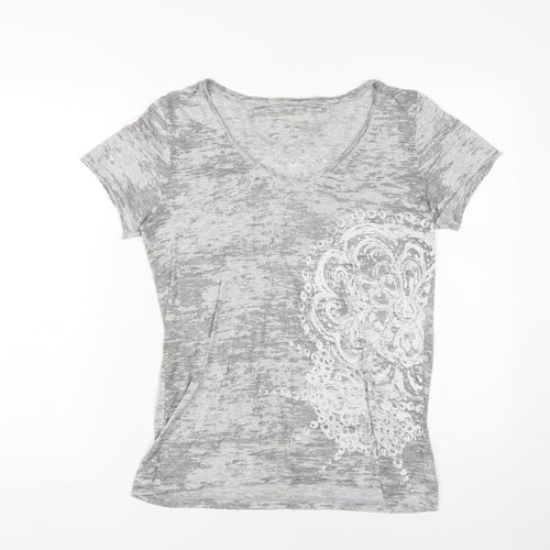 Calvin Klein Women's Grey V-Neck T-Shirt, Size S