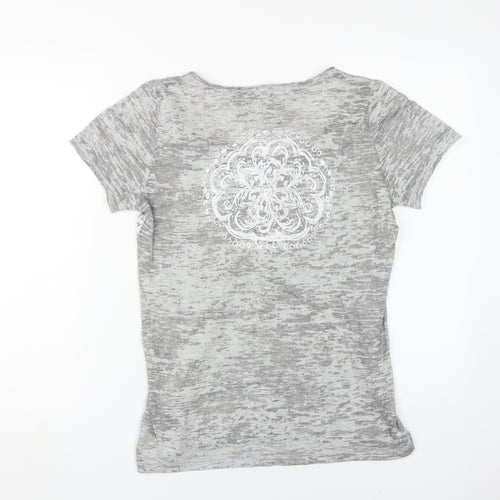Calvin Klein Women's Grey V-Neck T-Shirt, Size S