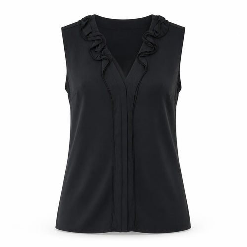 Banana Republic Women's Black Blouse, Size 4, Sleeveless Ruffle