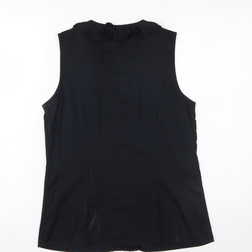 Banana Republic Women's Black Blouse, Size 4, Sleeveless Ruffle
