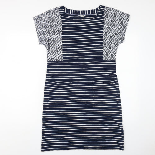 White Stuff Women's Blue Striped Shift Dress Size 10
