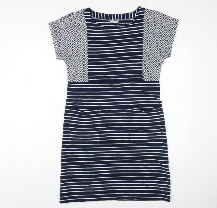 White Stuff Women's Blue Striped Shift Dress Size 10