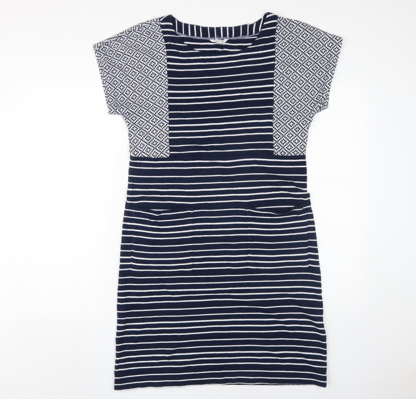 White Stuff Women's Blue Striped Shift Dress Size 10