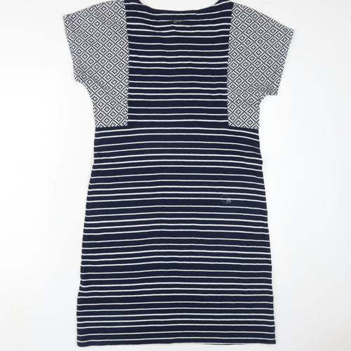 White Stuff Women's Blue Striped Shift Dress Size 10