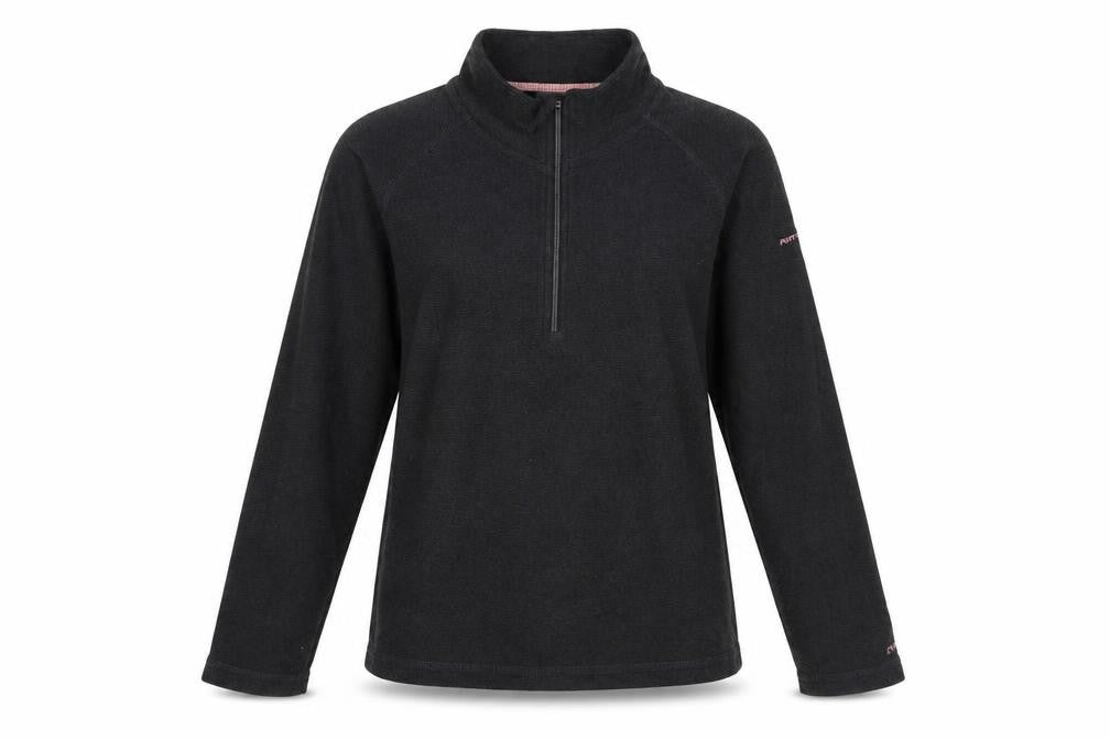 Front view of Trespass Women's Black Fleece Pullover Sweatshirt