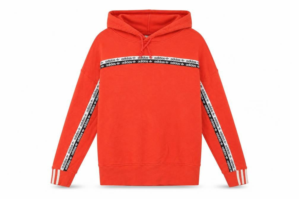 Front view of Adidas Women's Red Pullover Hoodie, size 10