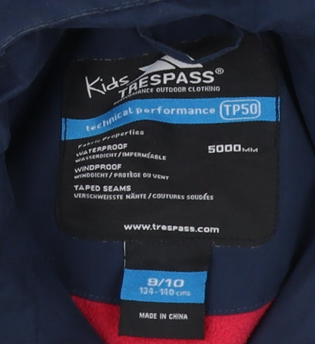 Trespass Girls Blue Waterproof Parka Jacket 9-10 Years