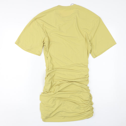 Zara Women's Yellow T-Shirt Dress, Size S, Ruched