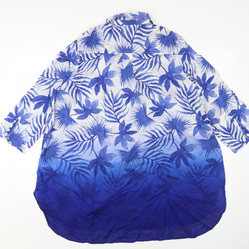 Marks and Spencer Women's Blue Floral Button-Up Tunic