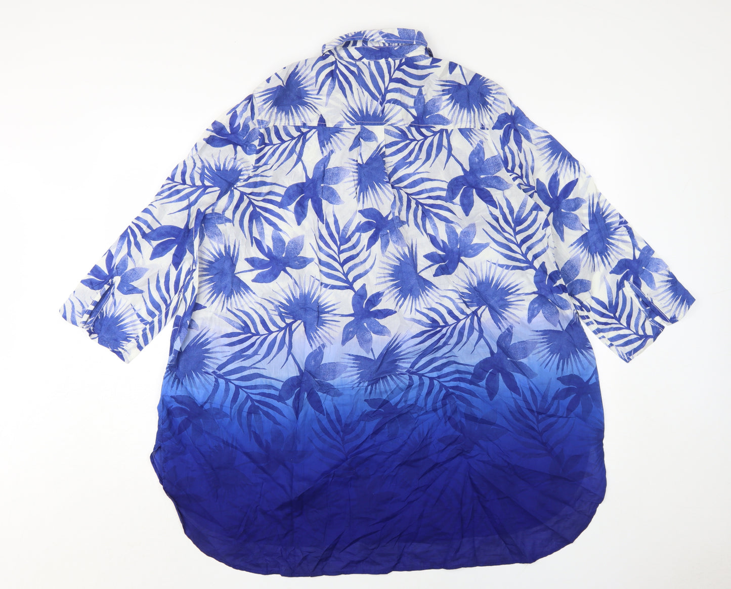 Marks and Spencer Women's Blue Floral Button-Up Tunic