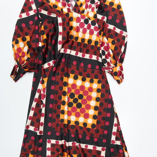 Zara Women's Multicoloured Polka Dot A-Line Dress Size S