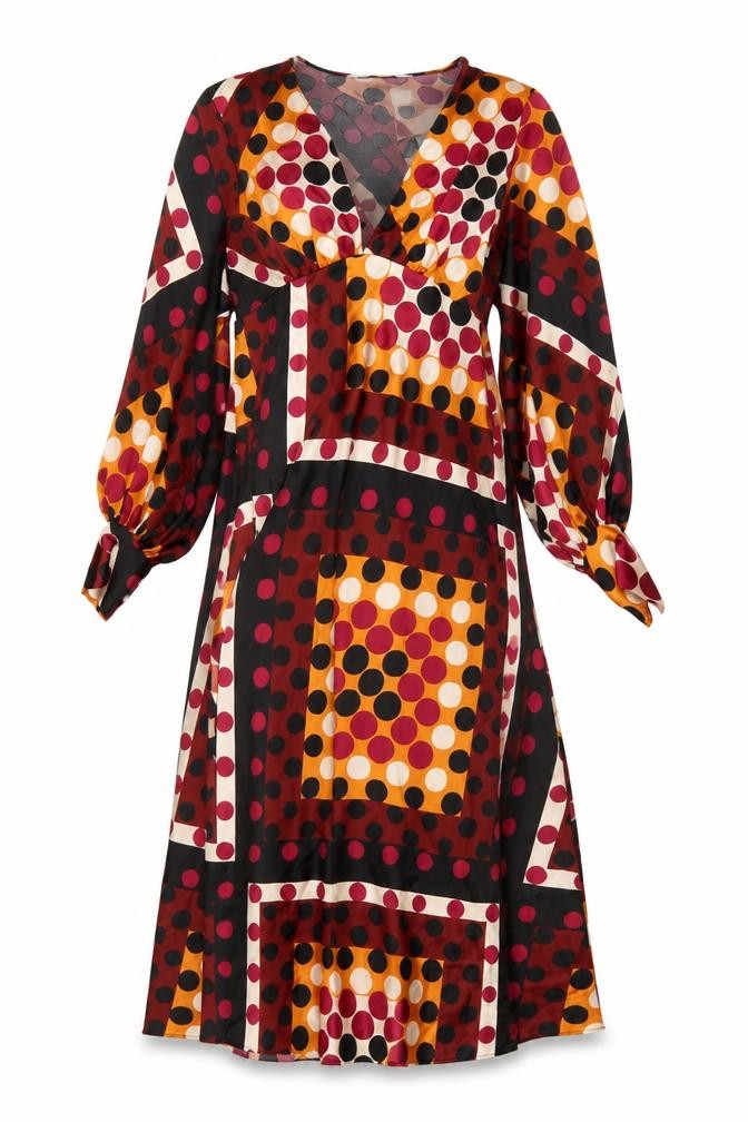 Front view of Zara Women's Multicoloured Polka Dot A-Line Dress, size S