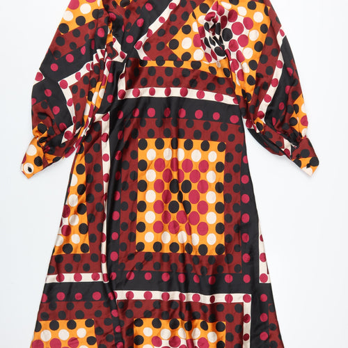 Zara Women's Multicoloured Polka Dot A-Line Dress Size S