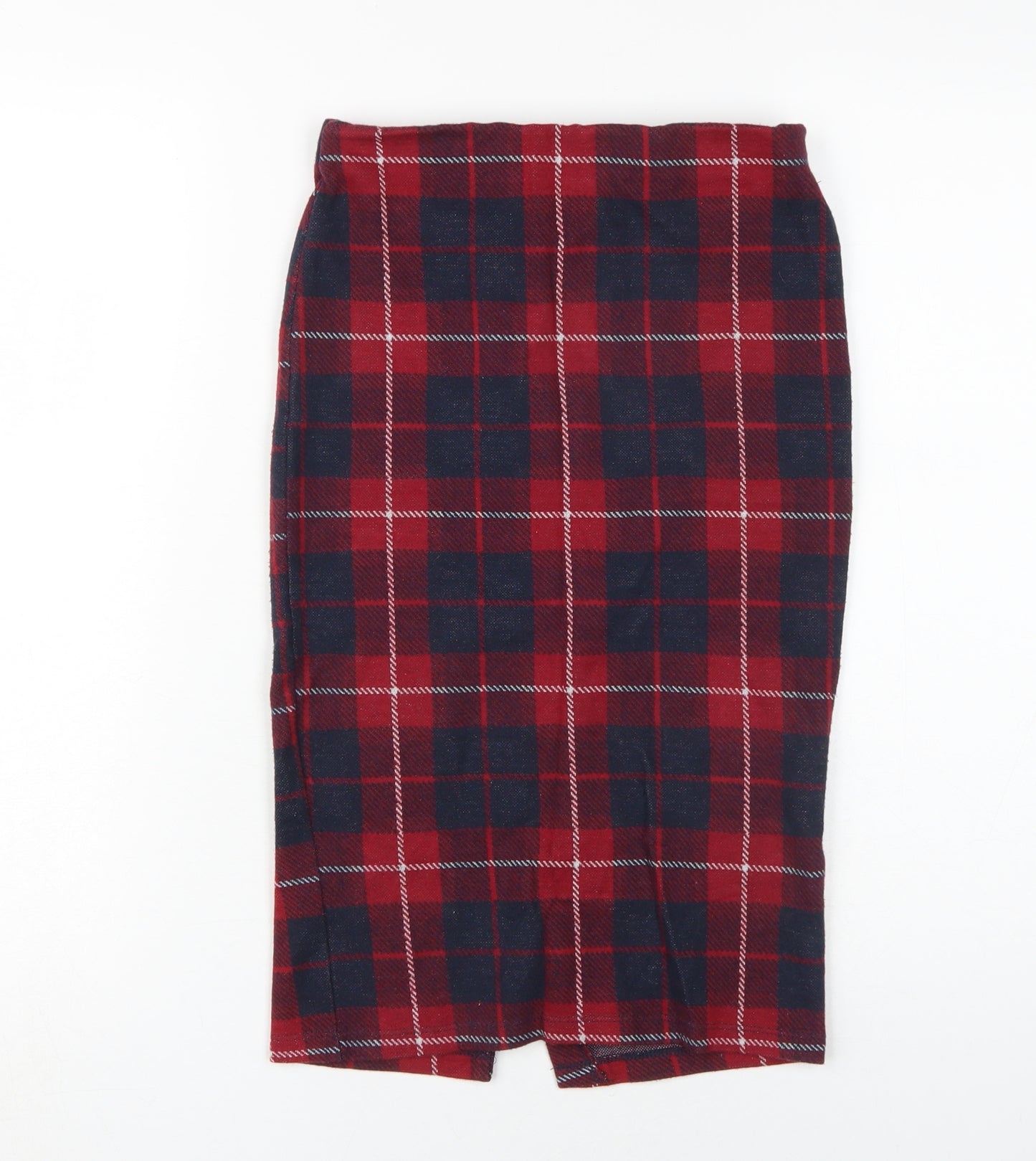 Zara Women's Red Plaid Knee Length Pencil Skirt