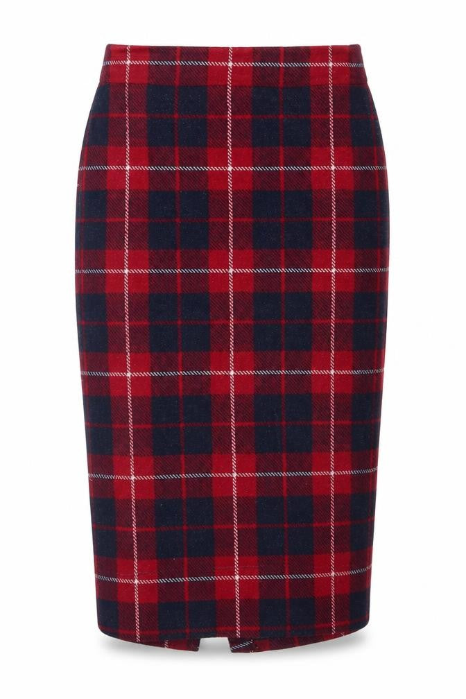 Zara Women's Red Plaid Knee Length Pencil Skirt