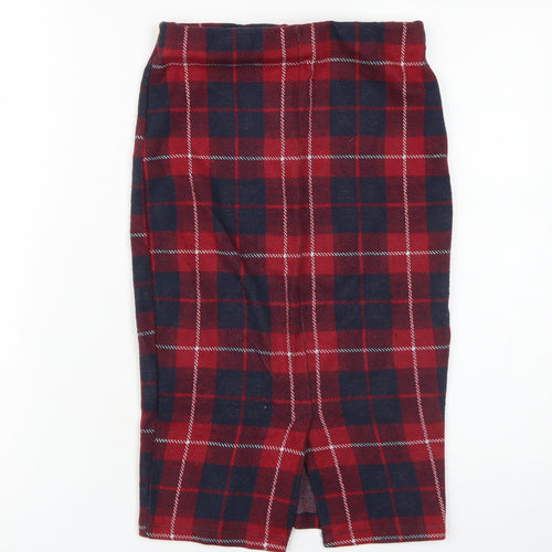 Zara Women's Red Plaid Knee Length Pencil Skirt