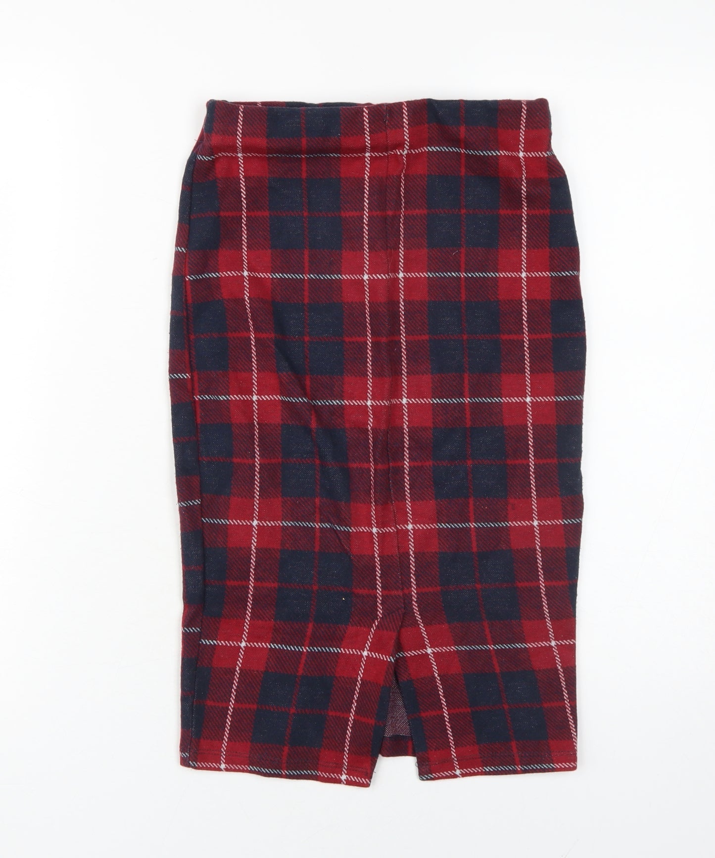 Zara Women's Red Plaid Knee Length Pencil Skirt