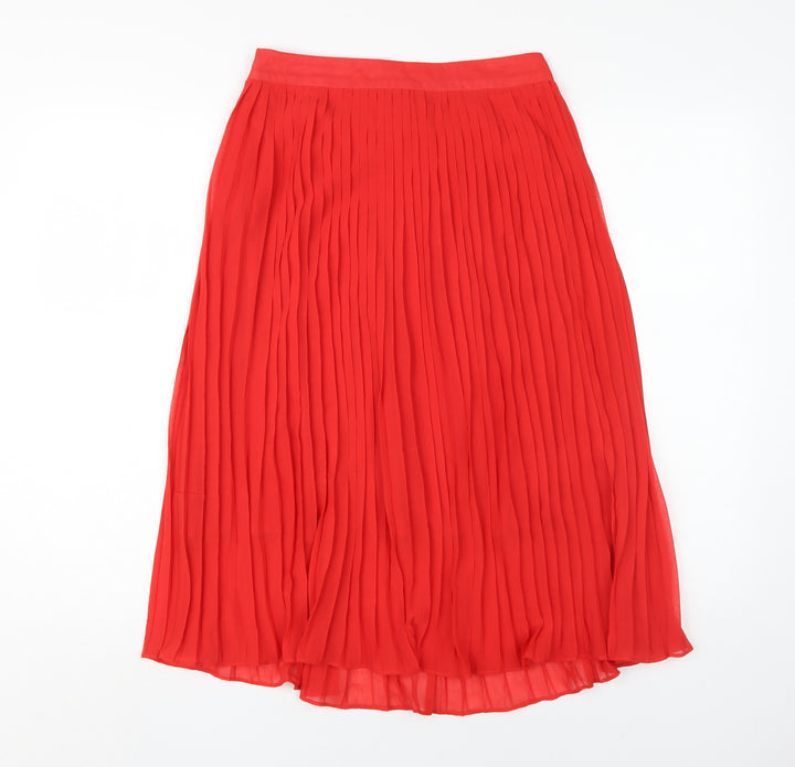 QED London Women's Red Pleated Midi Skirt - Size 10
