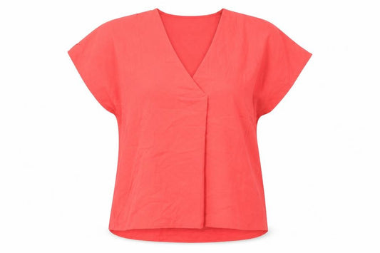 Front view of French Connection Women's Red V-Neck Basic T-Shirt M