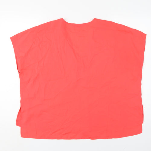 French Connection Women's Red V-Neck Basic T-Shirt M