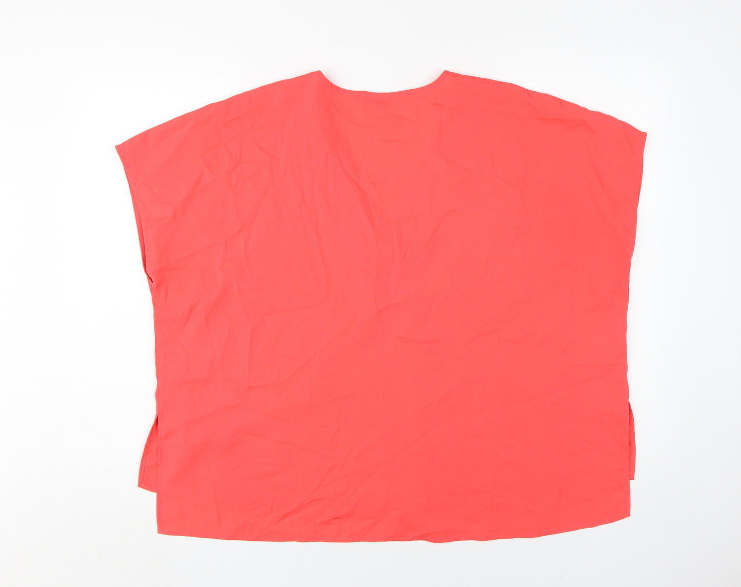 French Connection Women's Red V-Neck Basic T-Shirt M