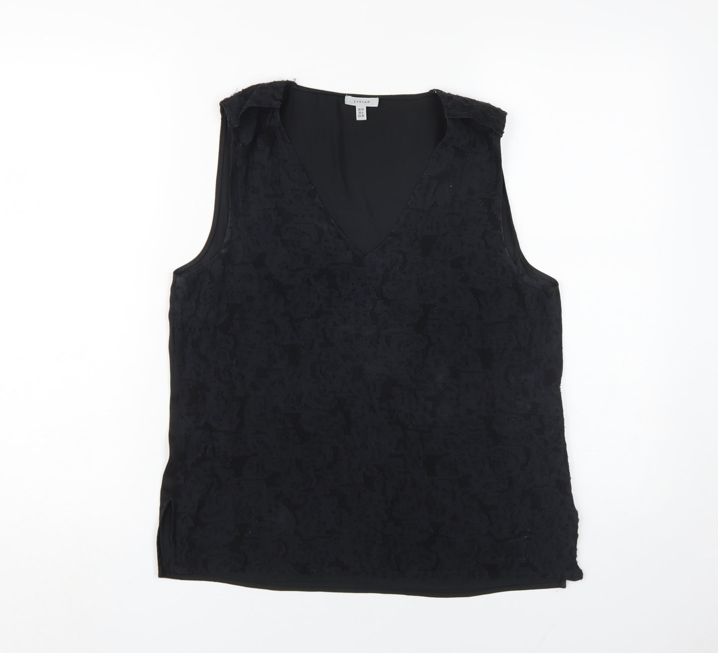 Jigsaw Women's Black Silk Cotton Sleeveless Top