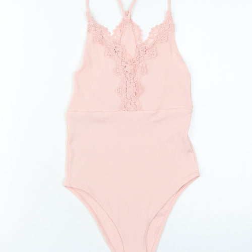 Topshop Women Pink Lace Bodysuit UK 10