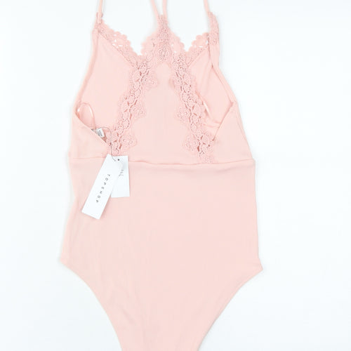 Topshop Women Pink Lace Bodysuit UK 10
