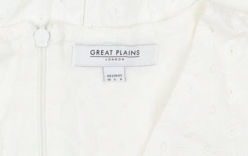 Great Plains Women's White V-Neck Shift Dress Size 10