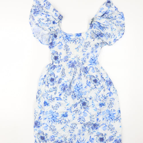 Next Girls Blue Floral A-Line Knee Length Dress