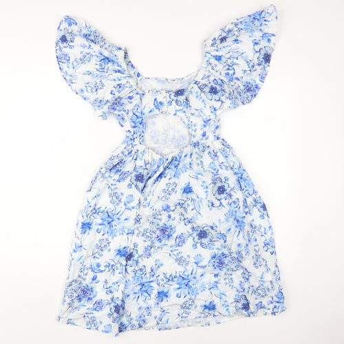 Next Girls Blue Floral A-Line Knee Length Dress