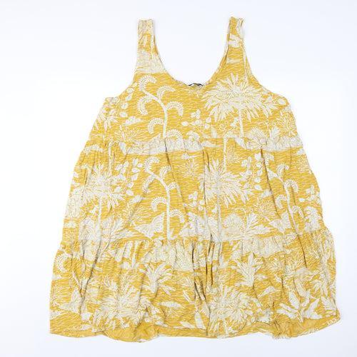 Next Women's Yellow Floral Trapeze Dress in Size 22