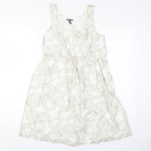Gap Women's Ivory Floral Dress Size 10 Sleeveless