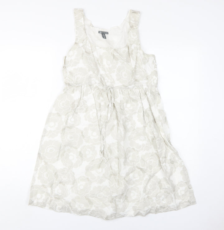 Gap Women's Ivory Floral Dress Size 10 Sleeveless