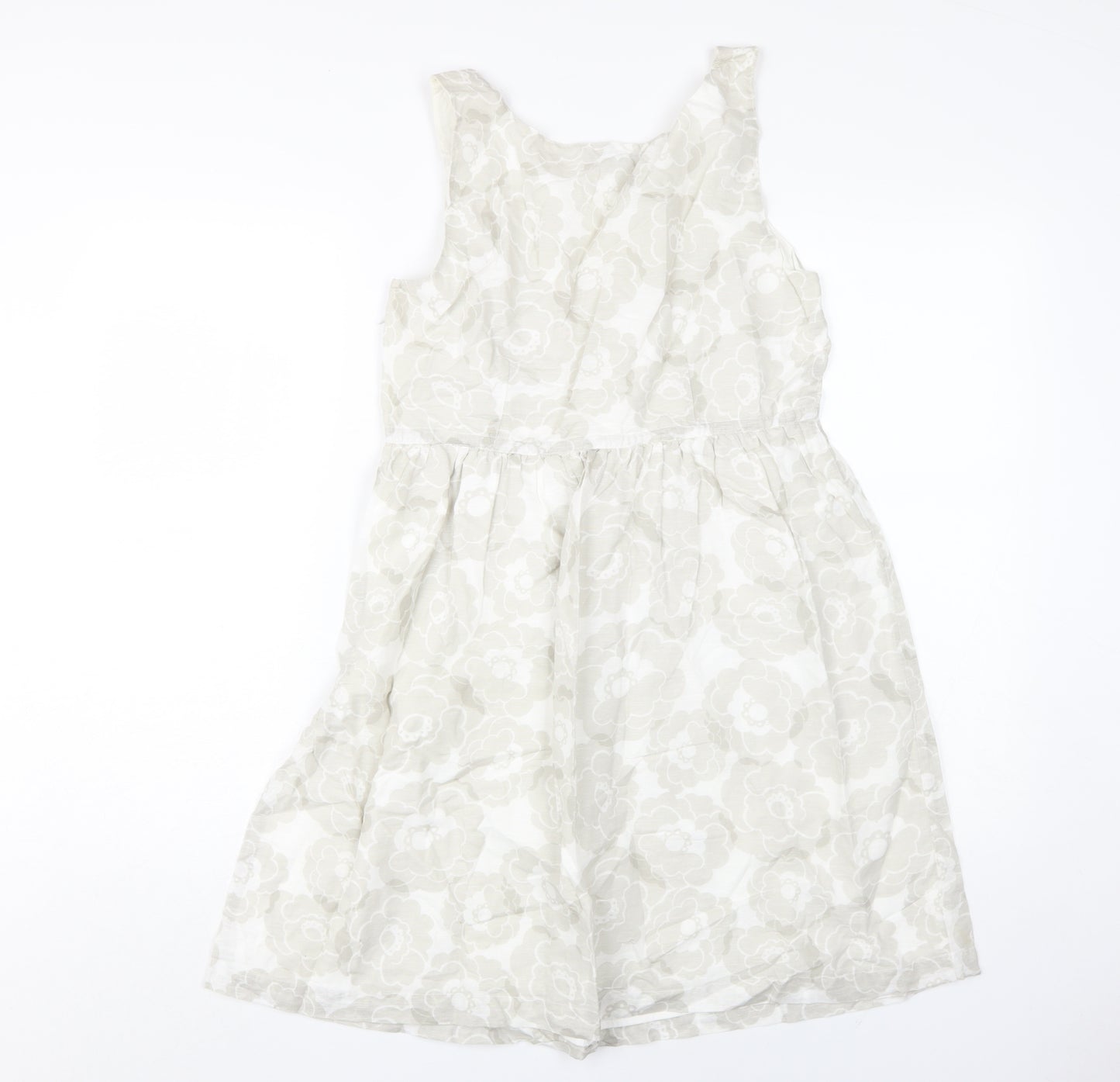 Gap Women's Ivory Floral Dress Size 10 Sleeveless