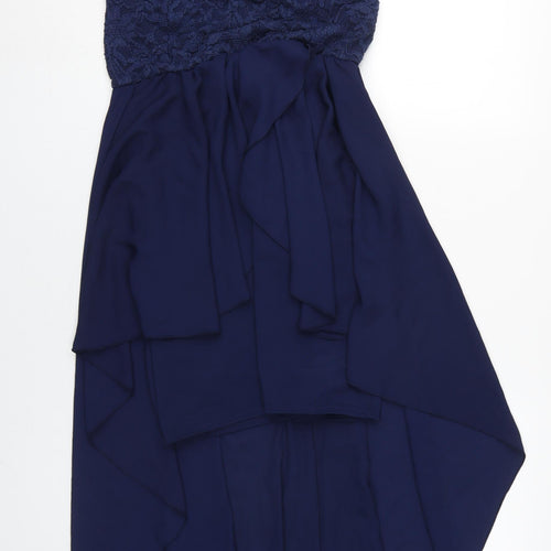 Quiz Women's Blue Lace Blouson Hi-Low Dress UK 16