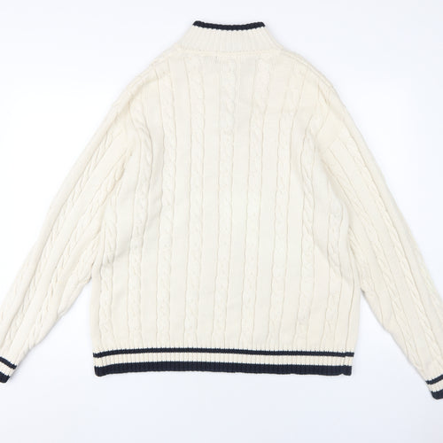 Maine New England Men's Ivory Cable-Knit Pullover L