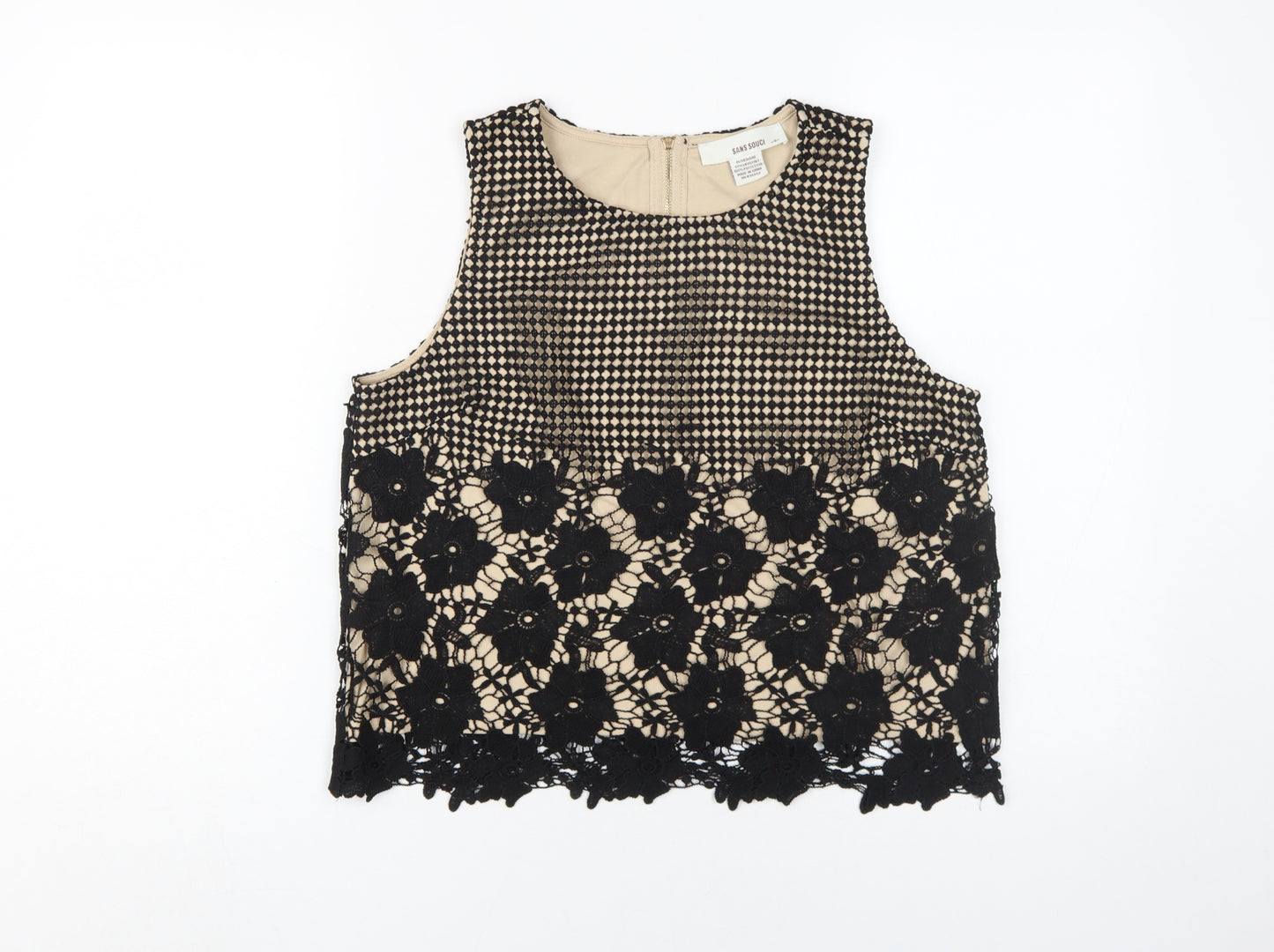 Sans Souci Women's Black Beige Cropped Top M