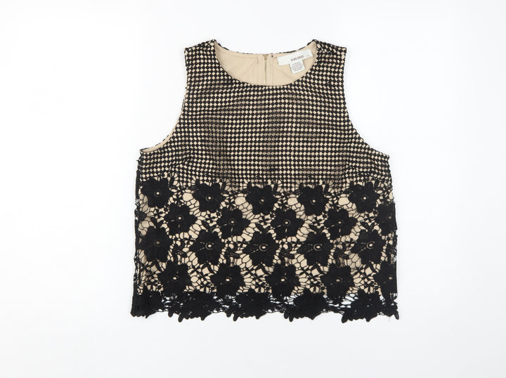 Sans Souci Women's Black Beige Cropped Top M