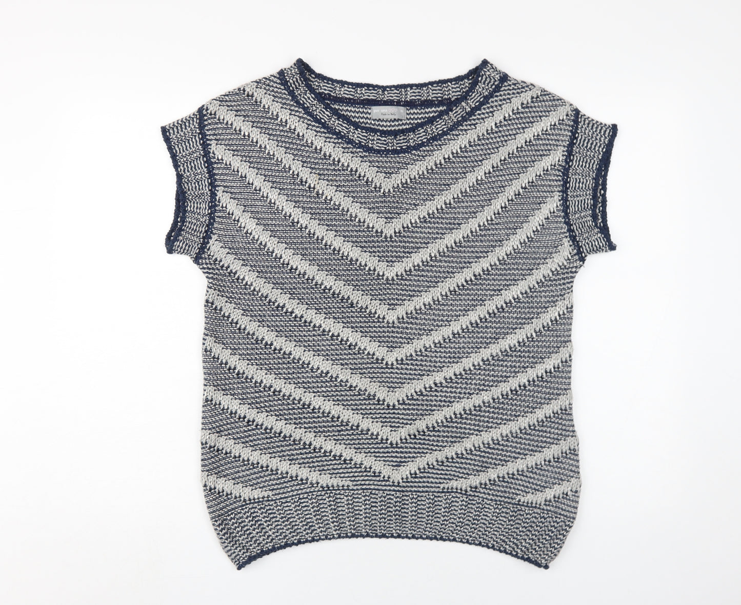 Per Una Womens Blue Medium Pullover Geometric Jumper