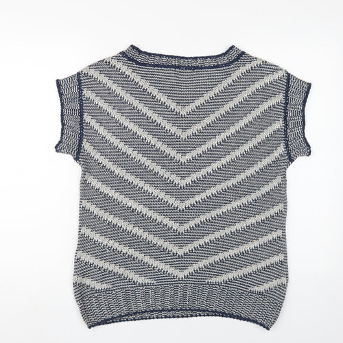Per Una Womens Blue Medium Pullover Geometric Jumper