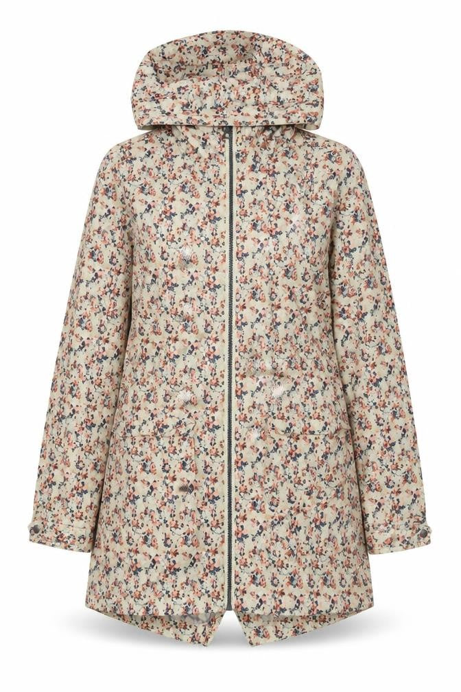 Front view of Next Women's Beige Floral Rain Jacket, size 10