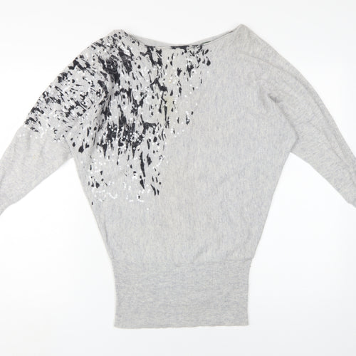 Mint Velvet Women's Grey Sequin Knit Pullover Jumper Size 10