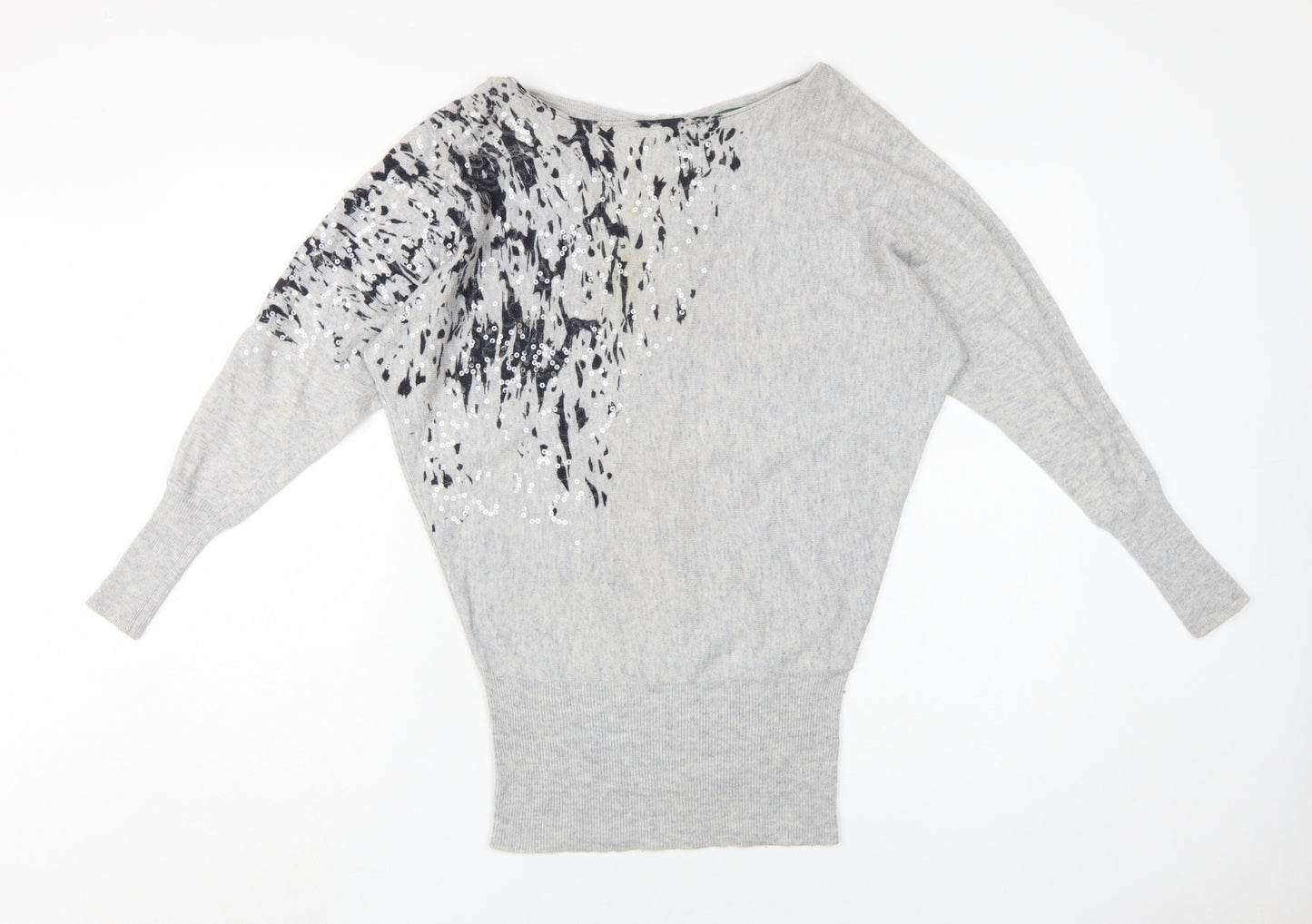 Mint Velvet Women's Grey Sequin Knit Pullover Jumper Size 10