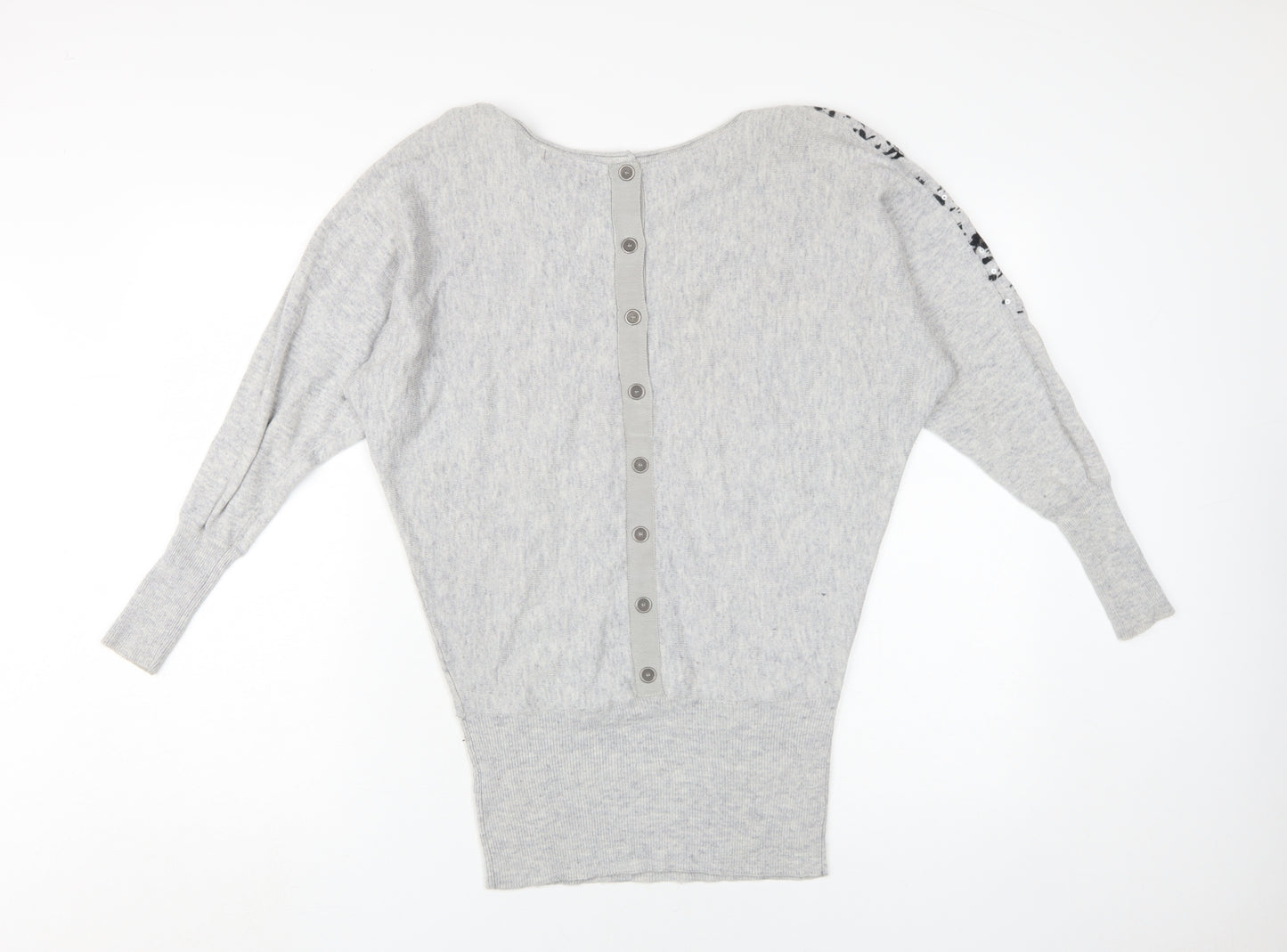 Mint Velvet Women's Grey Sequin Knit Pullover Jumper Size 10
