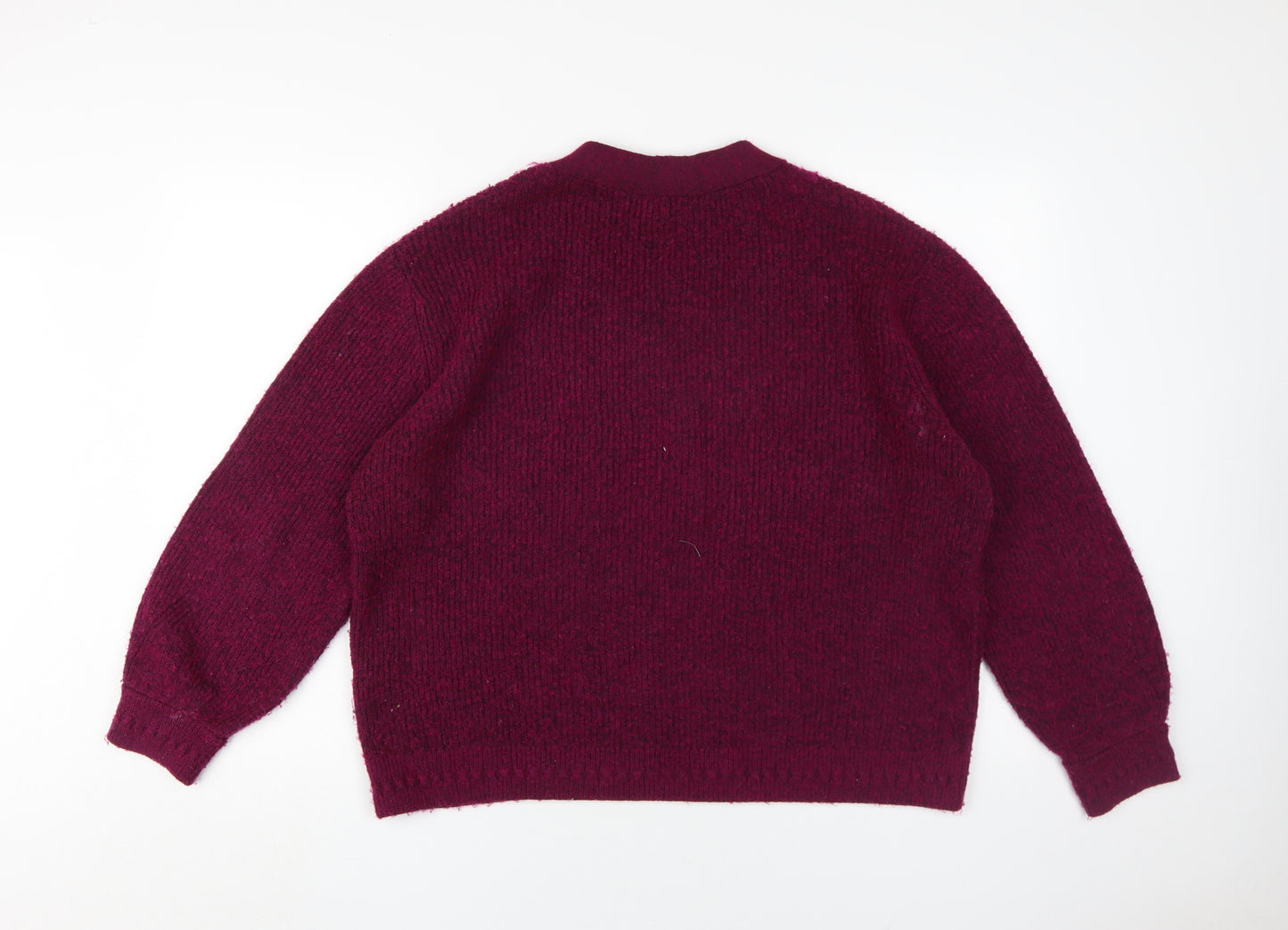 Next Women's Red Henley Jumper, Size L, V-Neck, Lined