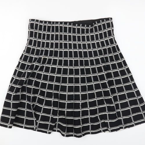 Cynthia Rowley Women's Black Check A-Line Skirt L