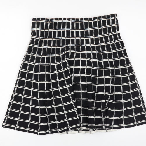 Cynthia Rowley Women's Black Check A-Line Skirt L